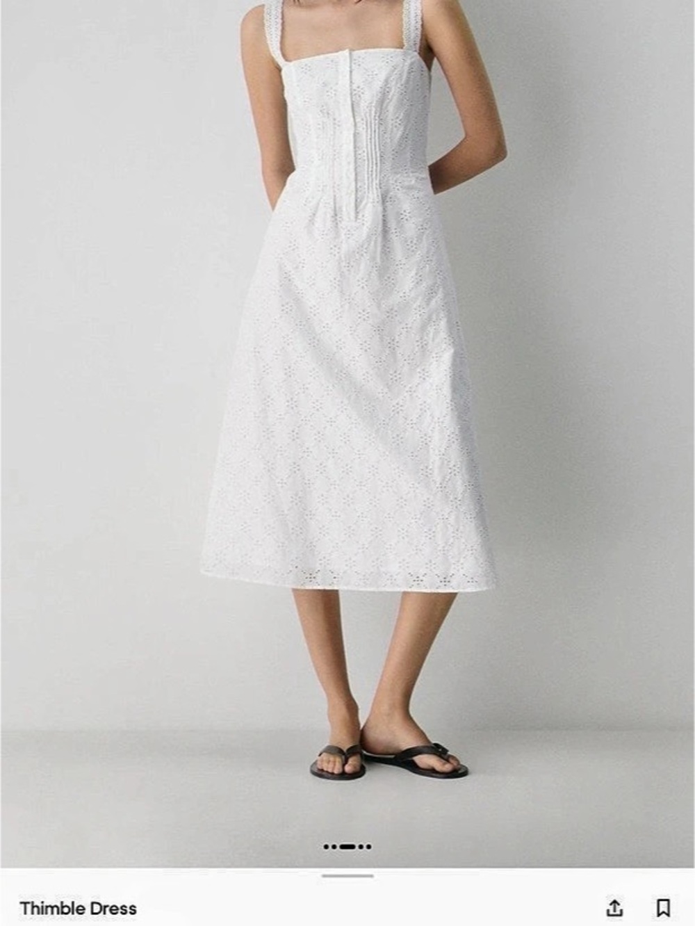 Aritzia Thimble Dress Eyelet Midi in White Size 10 NWT